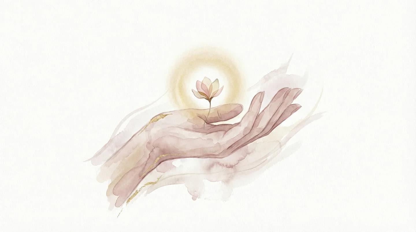 セックスの再開がゴールじゃない - 手のひらに小さな花が咲く水彩イラスト